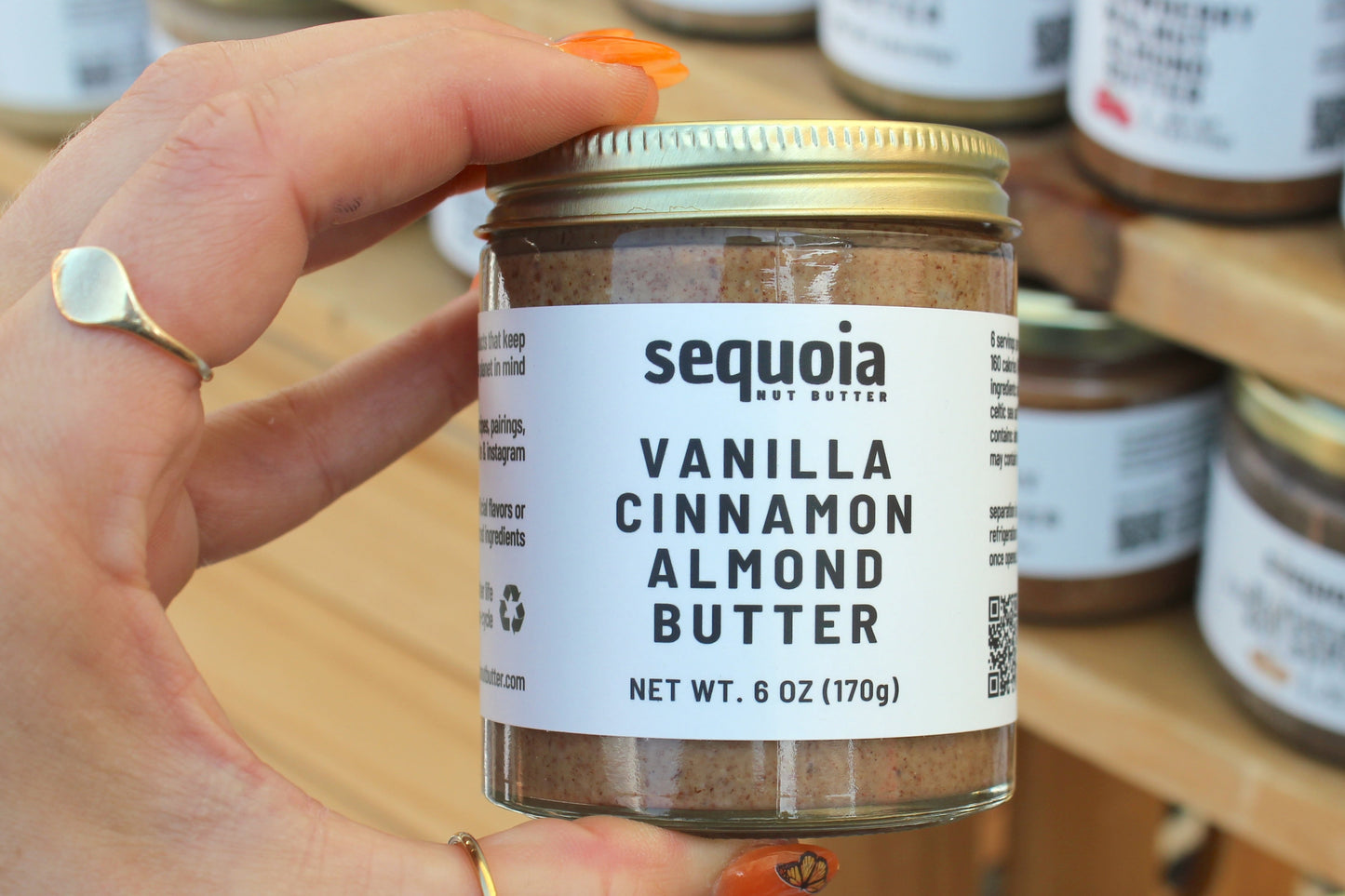 Our natural vanilla cinnamon almond butter is made with just a few simple ingredients: premium California-grown almonds, pure vanilla, warm cinnamon, and a touch of celtic sea salt. This creamy spread offers a rich, nutty flavor with subtle sweetness and a hint of salt—perfect for sweet + savory recipes. No added oils or refined sugars—just pure, delicious goodness. Order now from Sequoia Nut Butter!