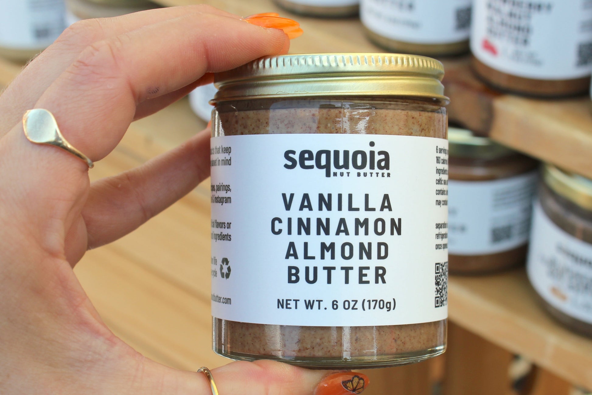 Our natural vanilla cinnamon almond butter is made with just a few simple ingredients: premium California-grown almonds, pure vanilla, warm cinnamon, and a touch of celtic sea salt. This creamy spread offers a rich, nutty flavor with subtle sweetness and a hint of salt—perfect for sweet + savory recipes. No added oils or refined sugars—just pure, delicious goodness. Order now from Sequoia Nut Butter!